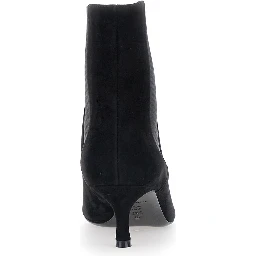 black Low-heeled ankle boots with elastic bands in suede for women