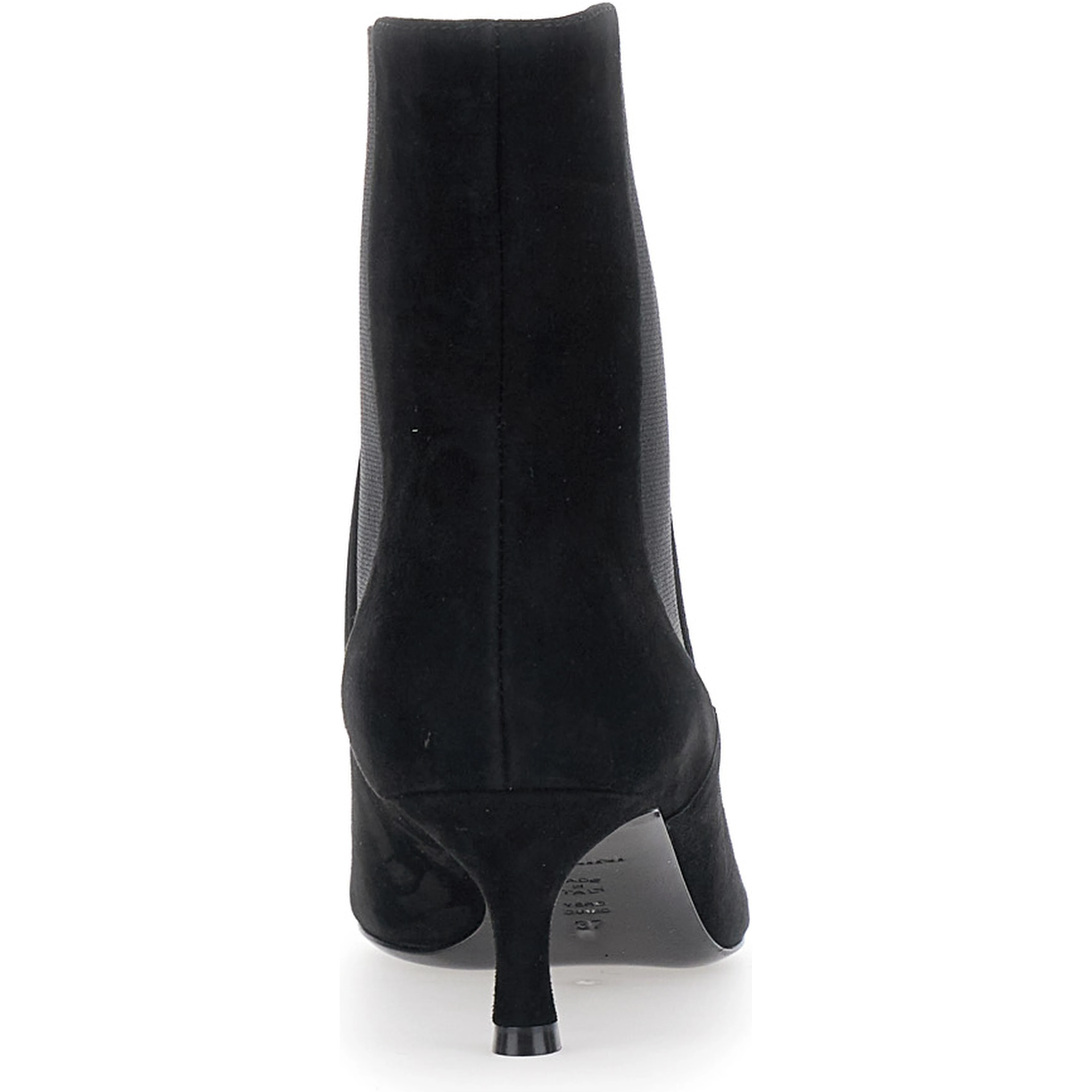 black Low-heeled ankle boots with elastic bands in suede for women