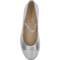 Metallic Ballet Flats with Strap in Leather for Girl