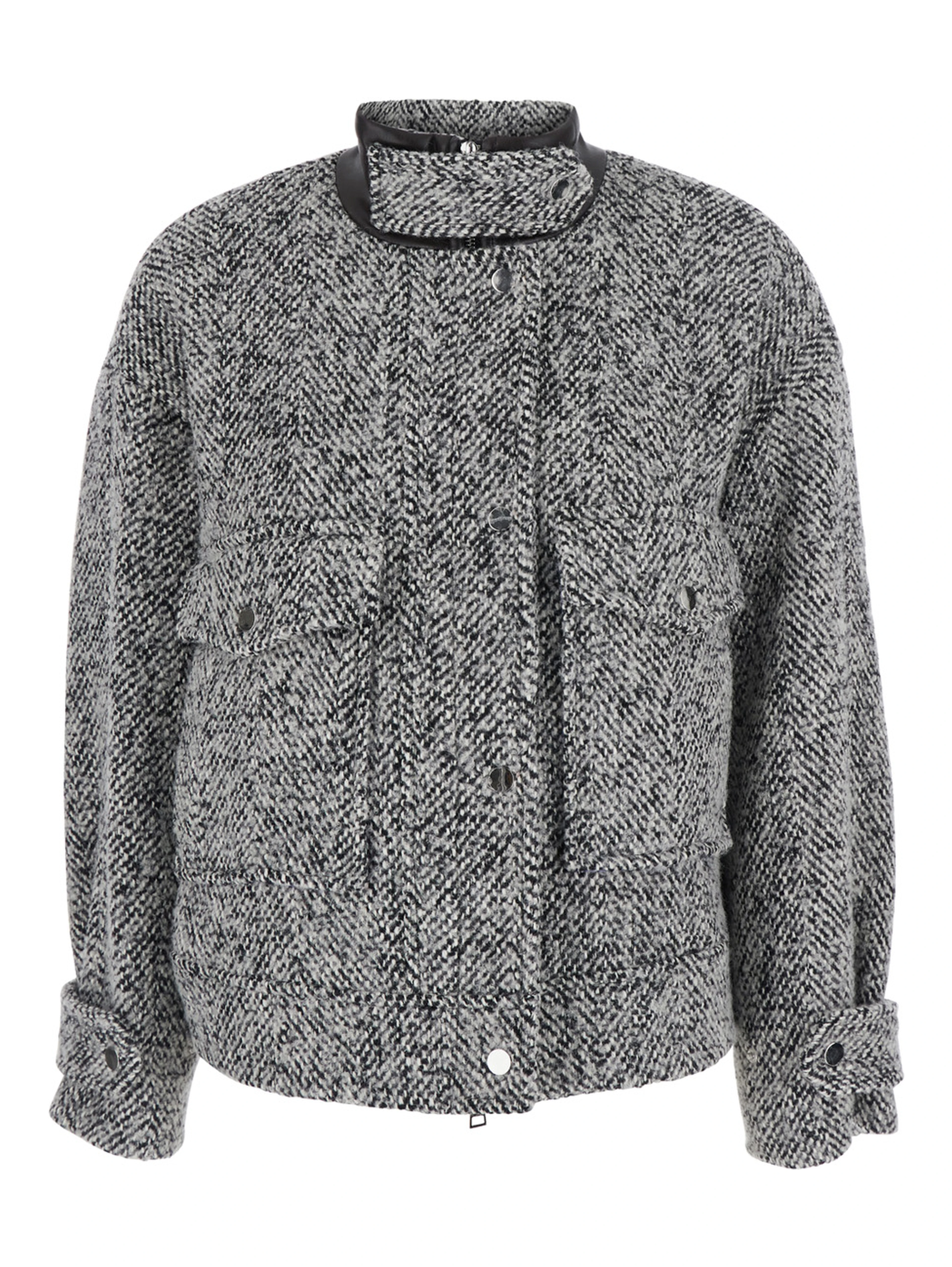 Blue jacket with high collar and long sleeves in Tech Fabric for women