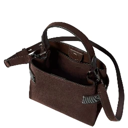 Brown Shoulder bag with adjustable and removable strap in suede for women