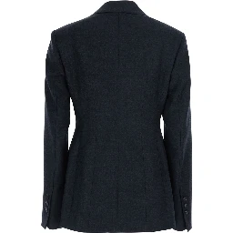 Florence Grey Double-breasted Jacket with Notched revers in wool blend for women