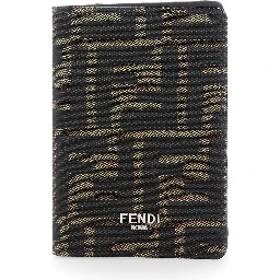 Brown Cardholder with Logo on the Front and FF All Over Motif in Fabric for Men