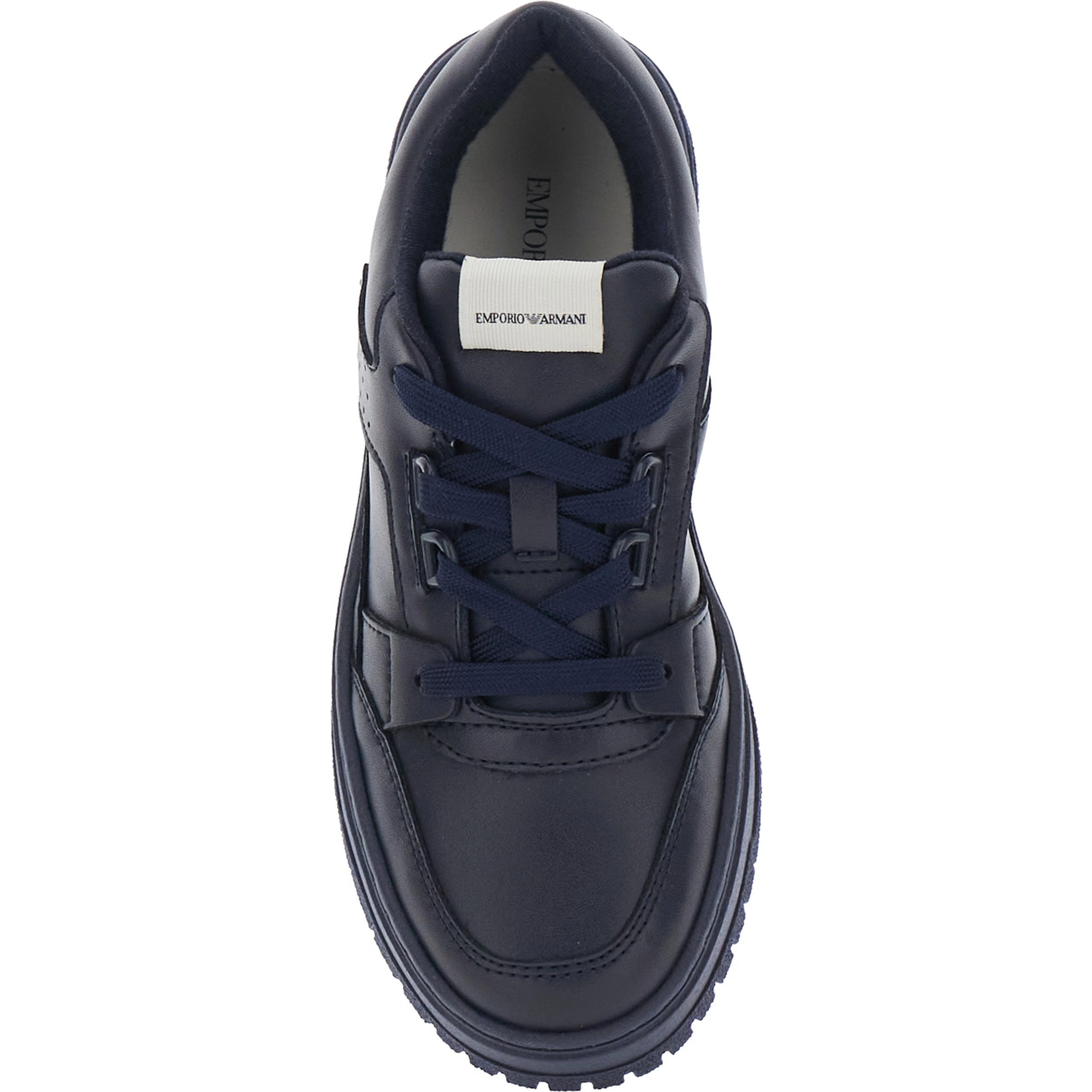 Blue Low Top Sneakers with Logo Patch on the Tongue in  Leather Boy