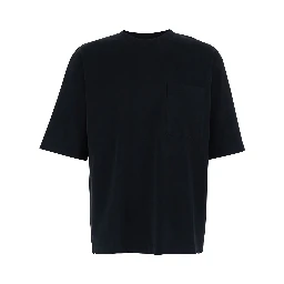 Black T-Shirt with Logo Lettering on the Back in Cotton for Men
