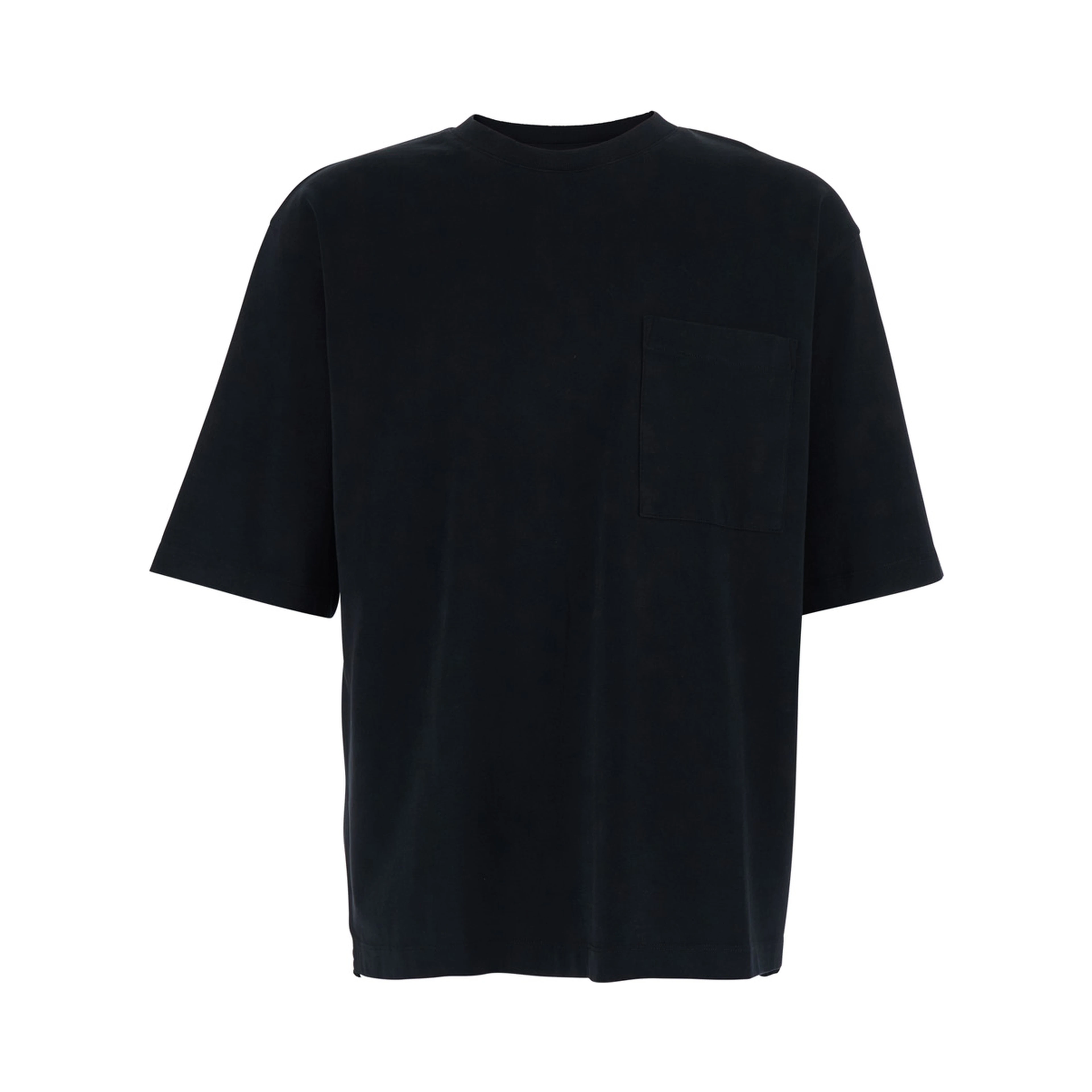 Black T-Shirt with Logo Lettering on the Back in Cotton for Men