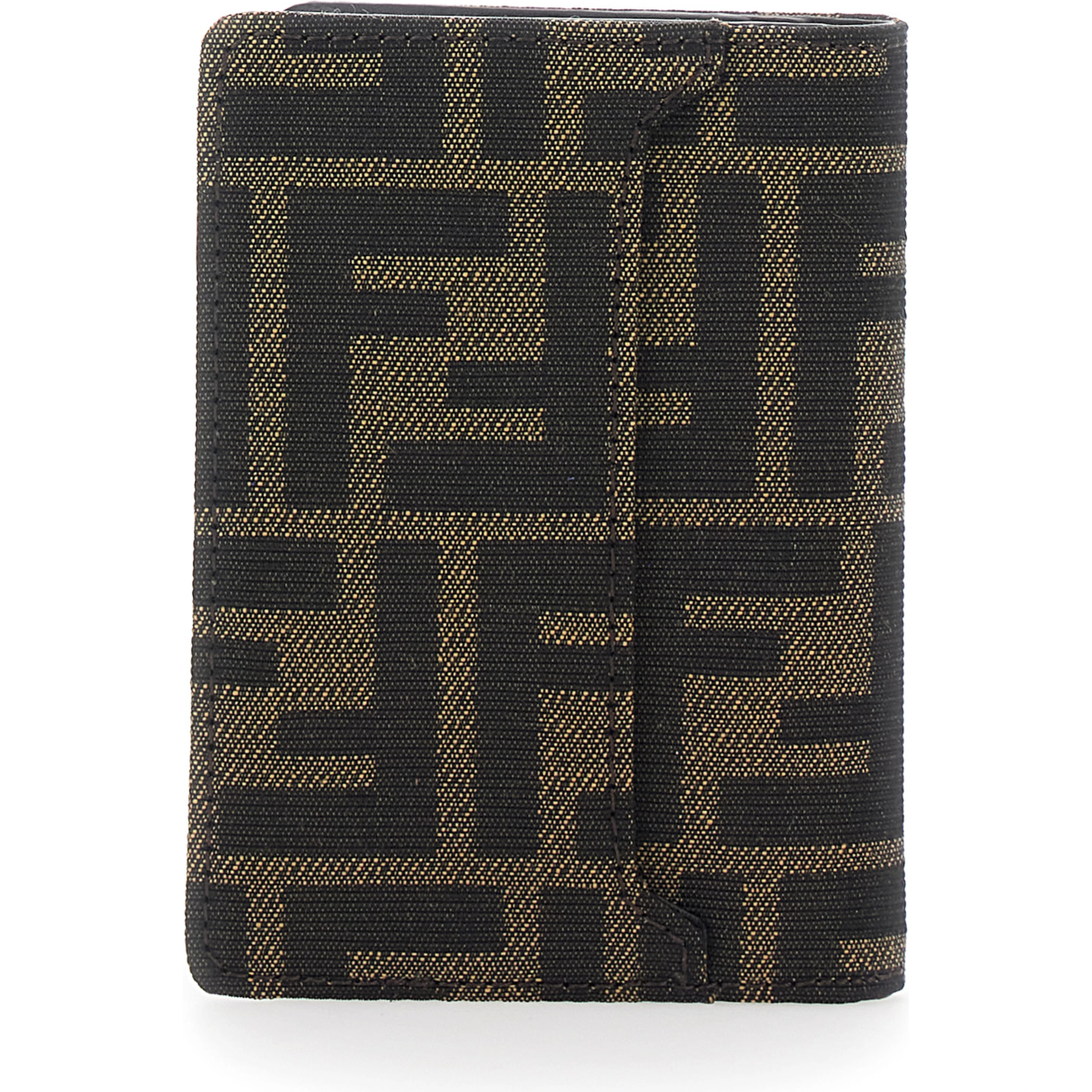 Brown Cardholder with Logo on the Front and FF All Over Motif in Fabric for Men