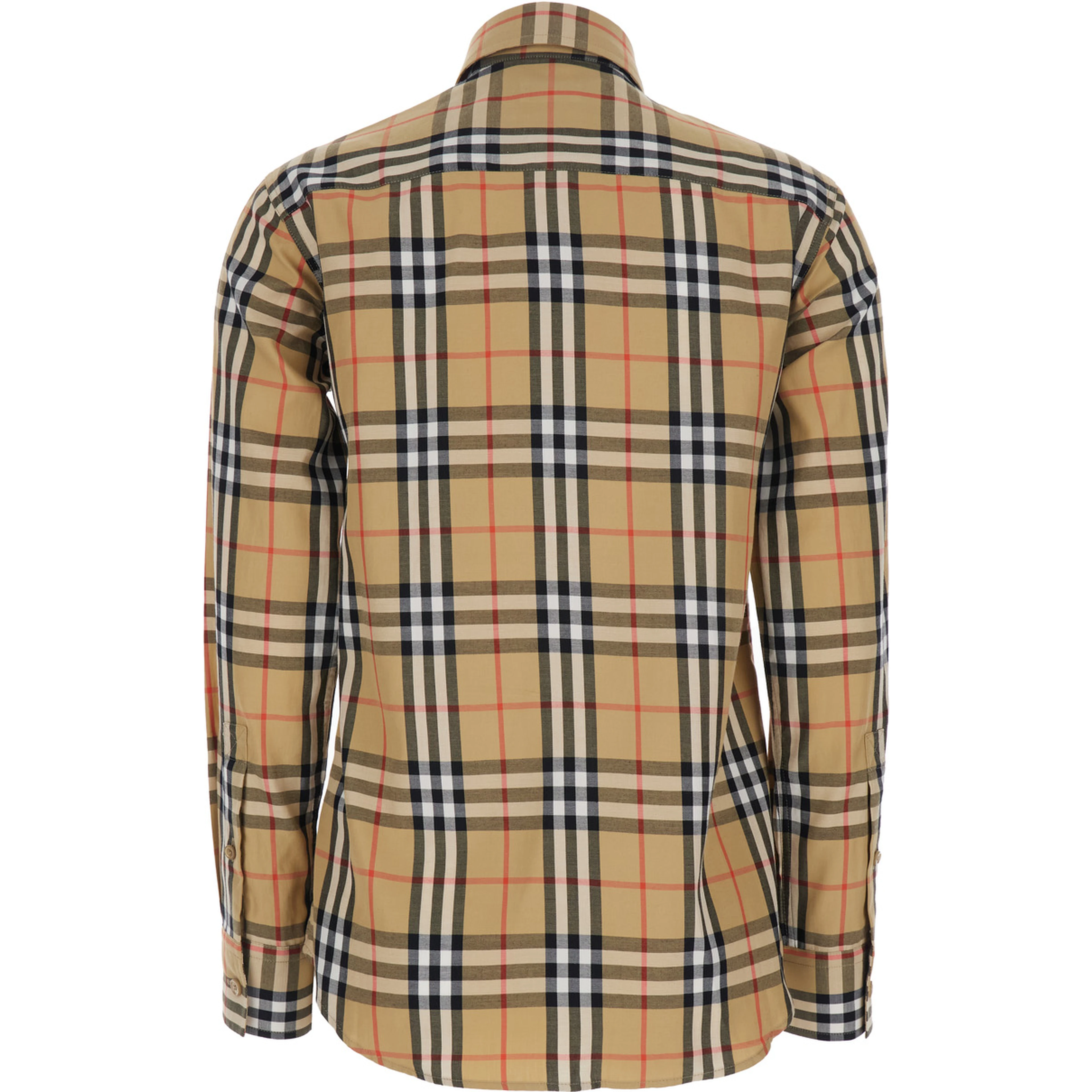Emma Beige Shirt with EKD Embroidery on the Front and All-Over Check Motif in Cotton Woman