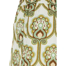 Tapisserie Floreale Green Shorts with Elastic Drawstring Waist and All-Over Print in Linen Blend for Men