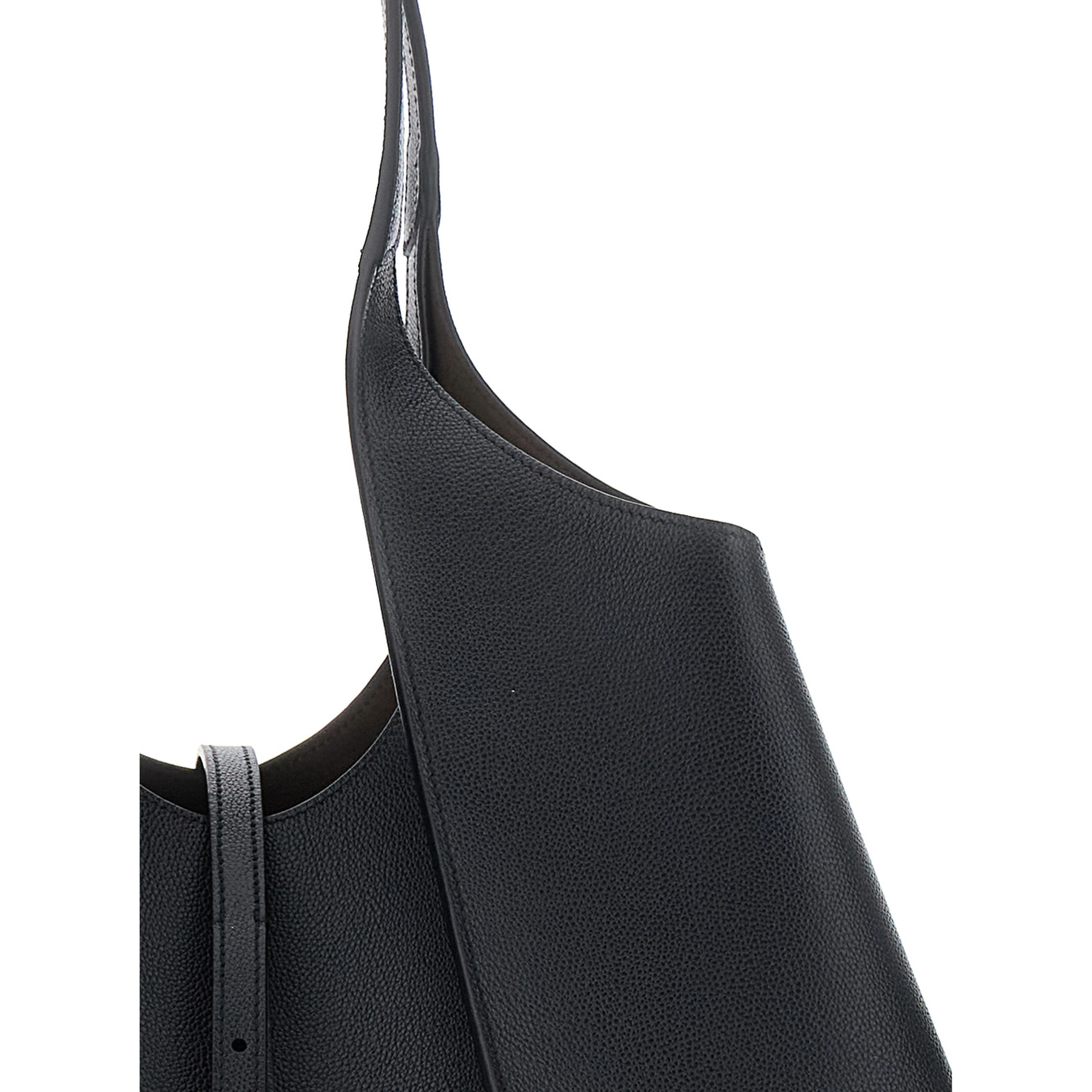 Tote bag with T Timeless Pendant in Black Leather for Women