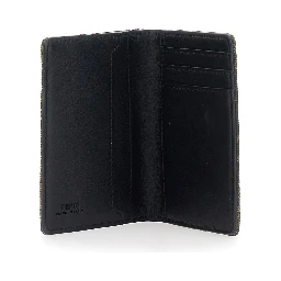 Brown Cardholder with Logo on the Front and FF All Over Motif in Fabric for Men