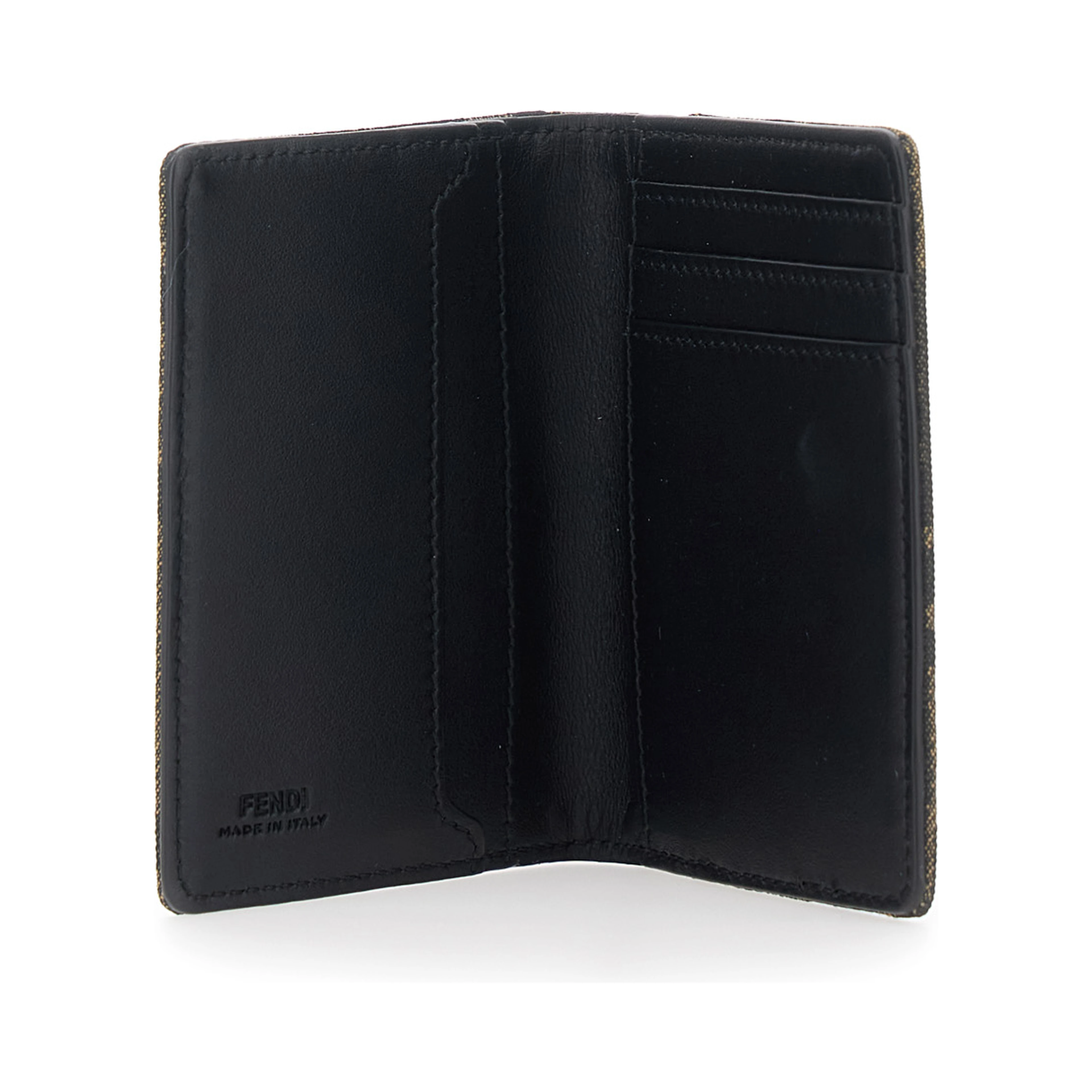 Brown Cardholder with Logo on the Front and FF All Over Motif in Fabric for Men