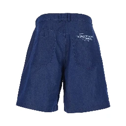 Blue Bermuda Shorts with Logo Print on the Back in Cotton Blend for Men