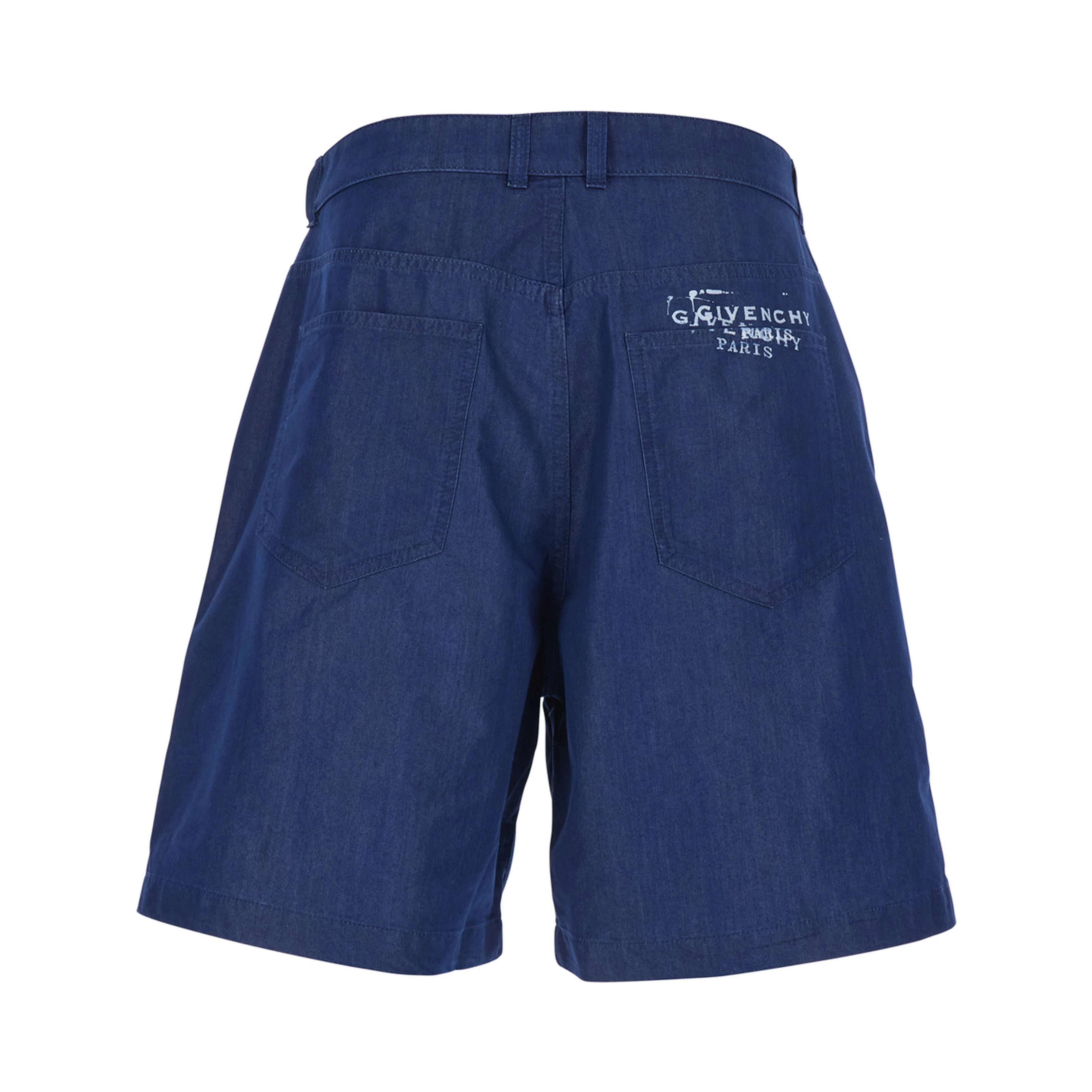 Blue Bermuda Shorts with Logo Print on the Back in Cotton Blend for Men