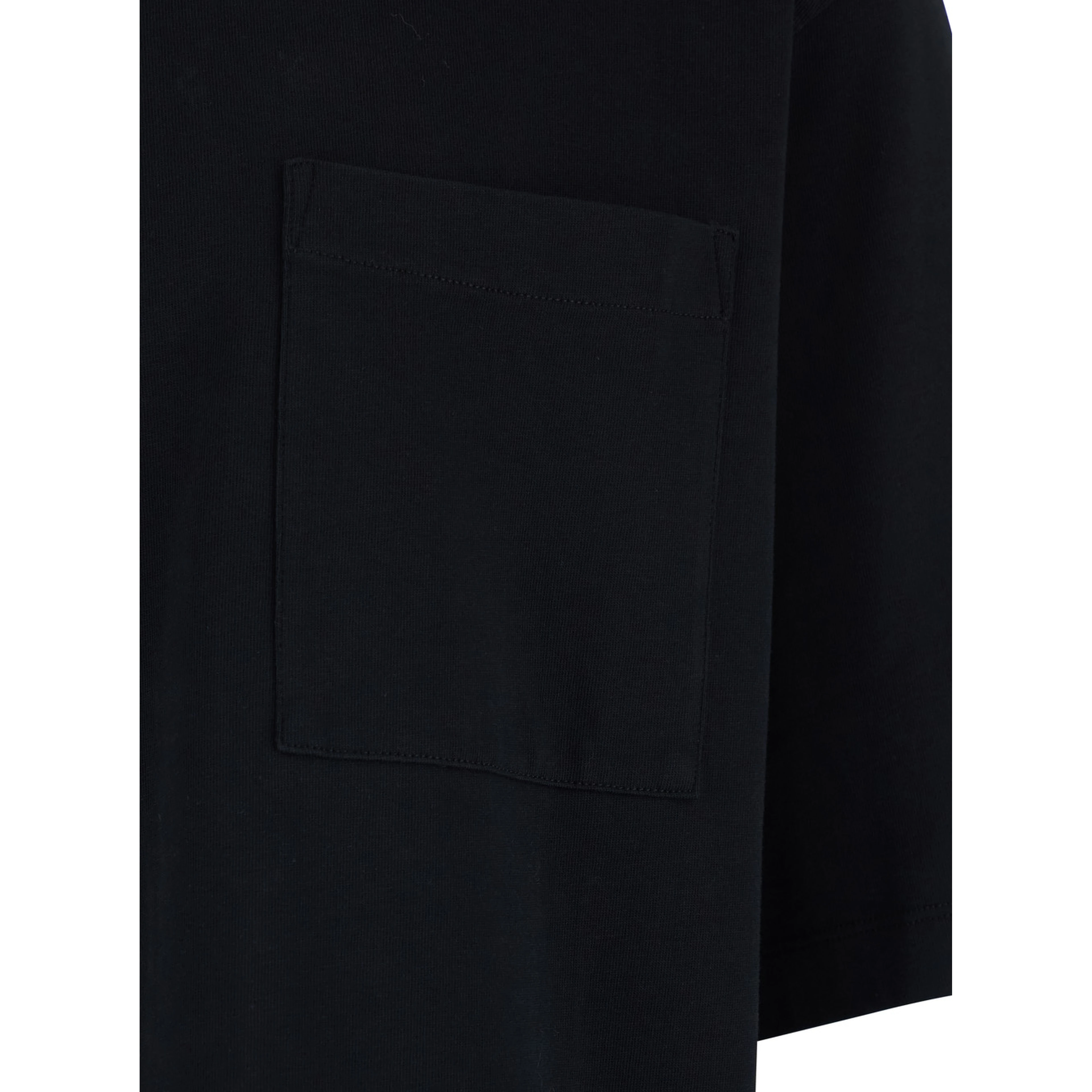 Black T-Shirt with Logo Lettering on the Back in Cotton for Men