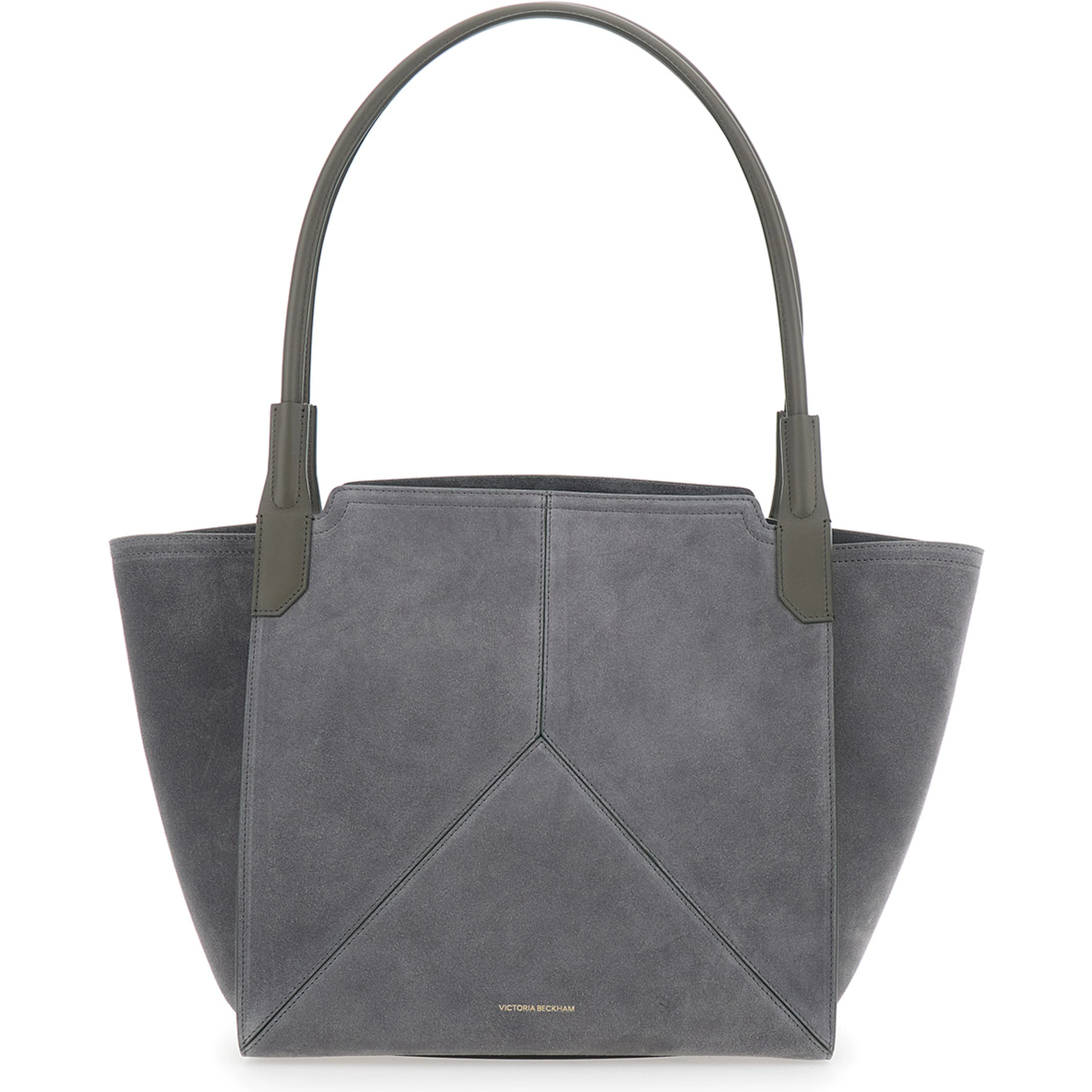 Handbag Victoria Piccola with Logo Lettering Embossed on the Front in Grey Suede for Women