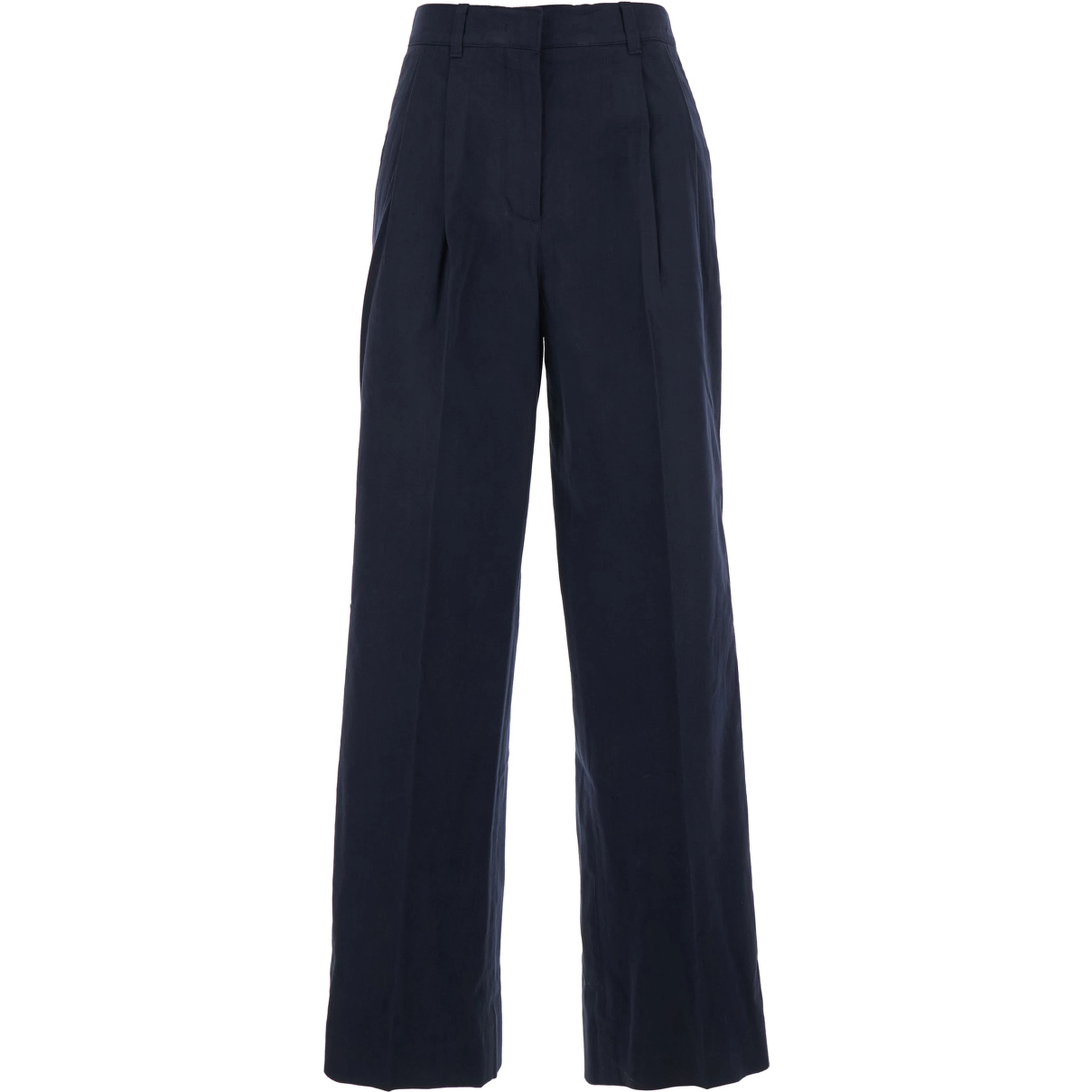 Blue Pants with Front Pleats in Cotton Blend for Women