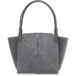 Handbag Victoria Piccola with Logo Lettering Embossed on the Front in Grey Suede for Women