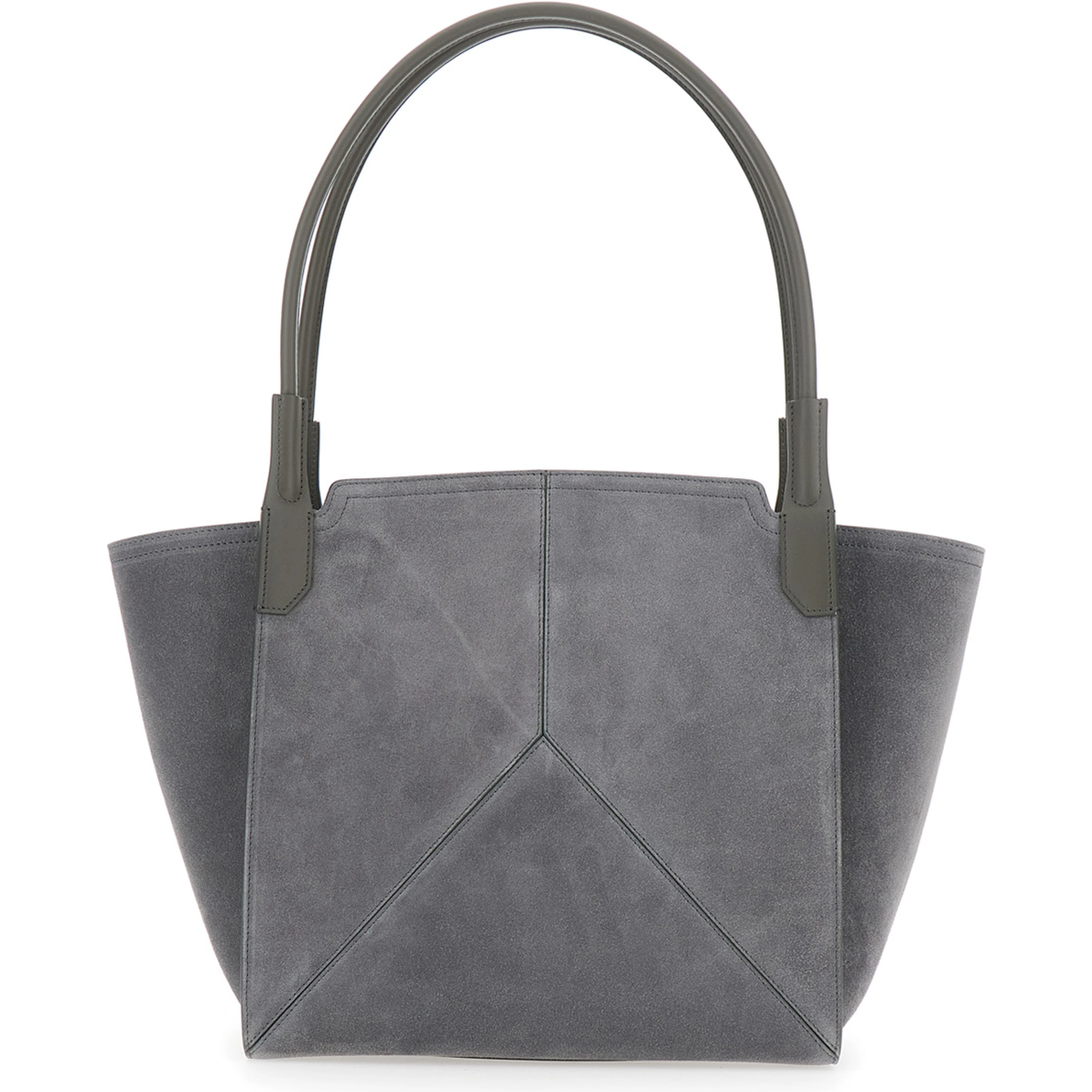 Handbag Victoria Piccola with Logo Lettering Embossed on the Front in Grey Suede for Women