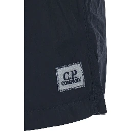 Blue Swim shorts with Logo on the Front in Tech Fabric Men