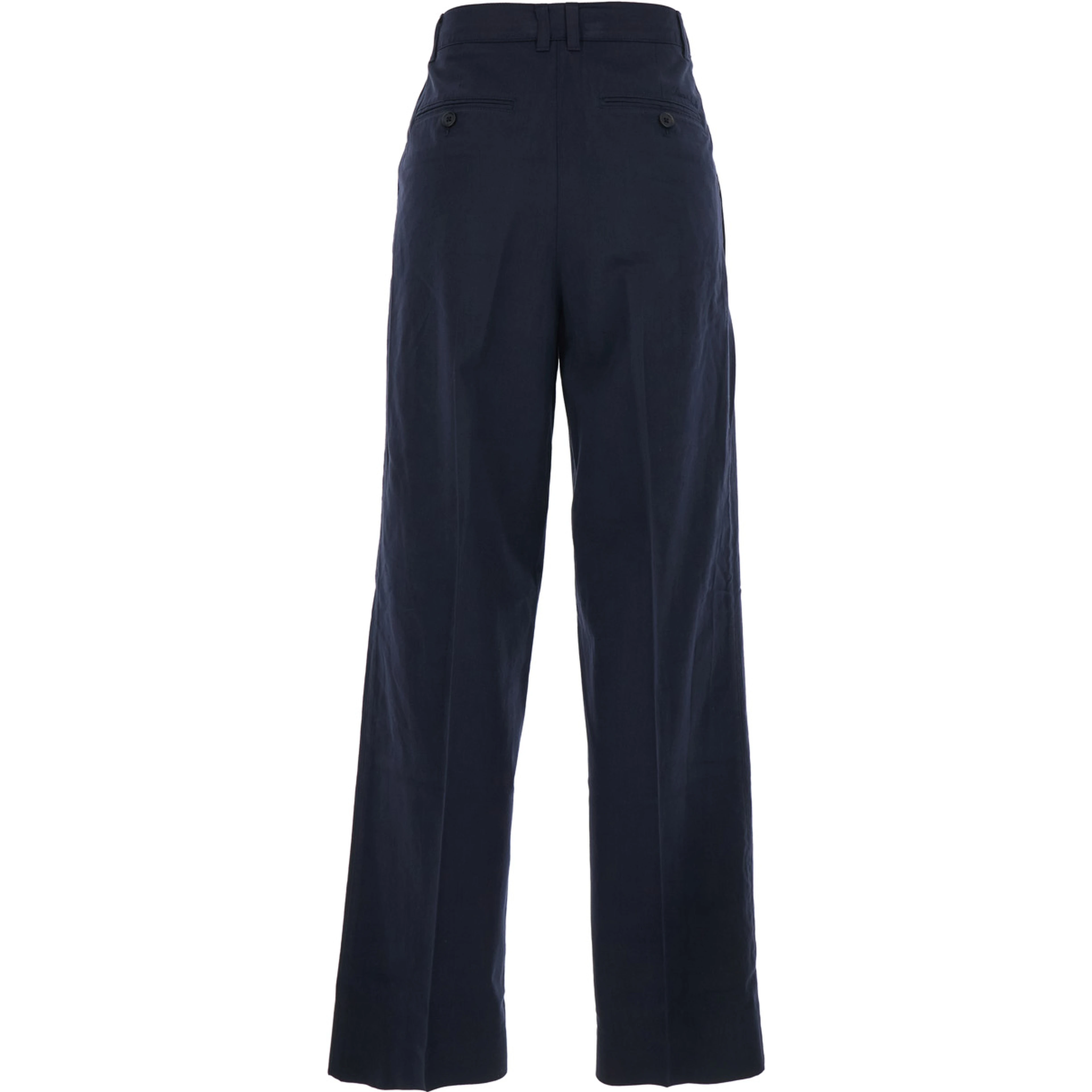 Blue Pants with Front Pleats in Cotton Blend for Women