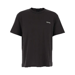 Brown Crew Neck T-shirt with Front Logo in Cotton Man
