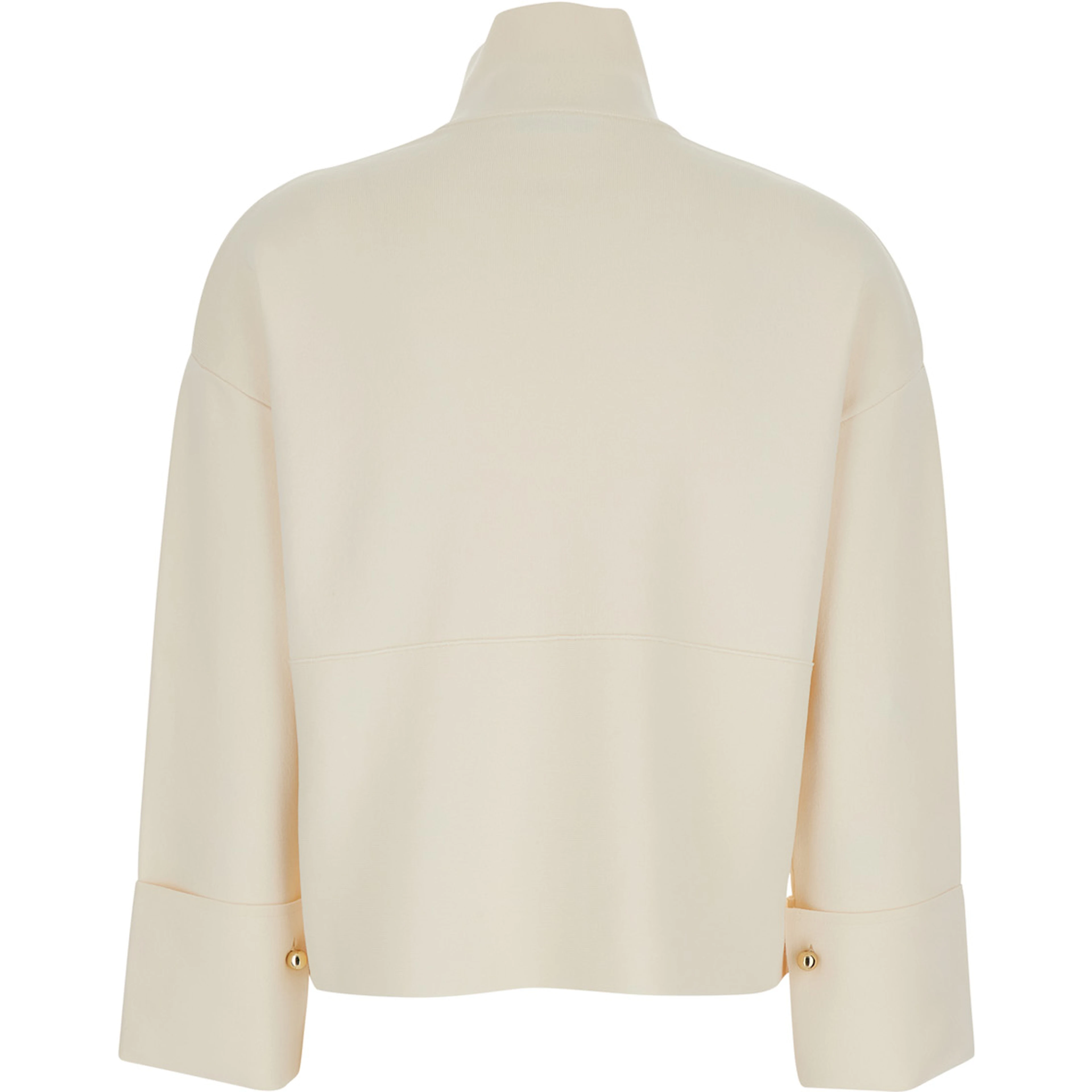Formato White Sweatshirt with High Neck and Front Zip Closure in Viscose Blend for Women