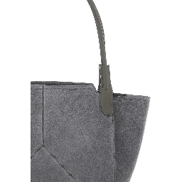 Handbag Victoria Piccola with Logo Lettering Embossed on the Front in Grey Suede for Women