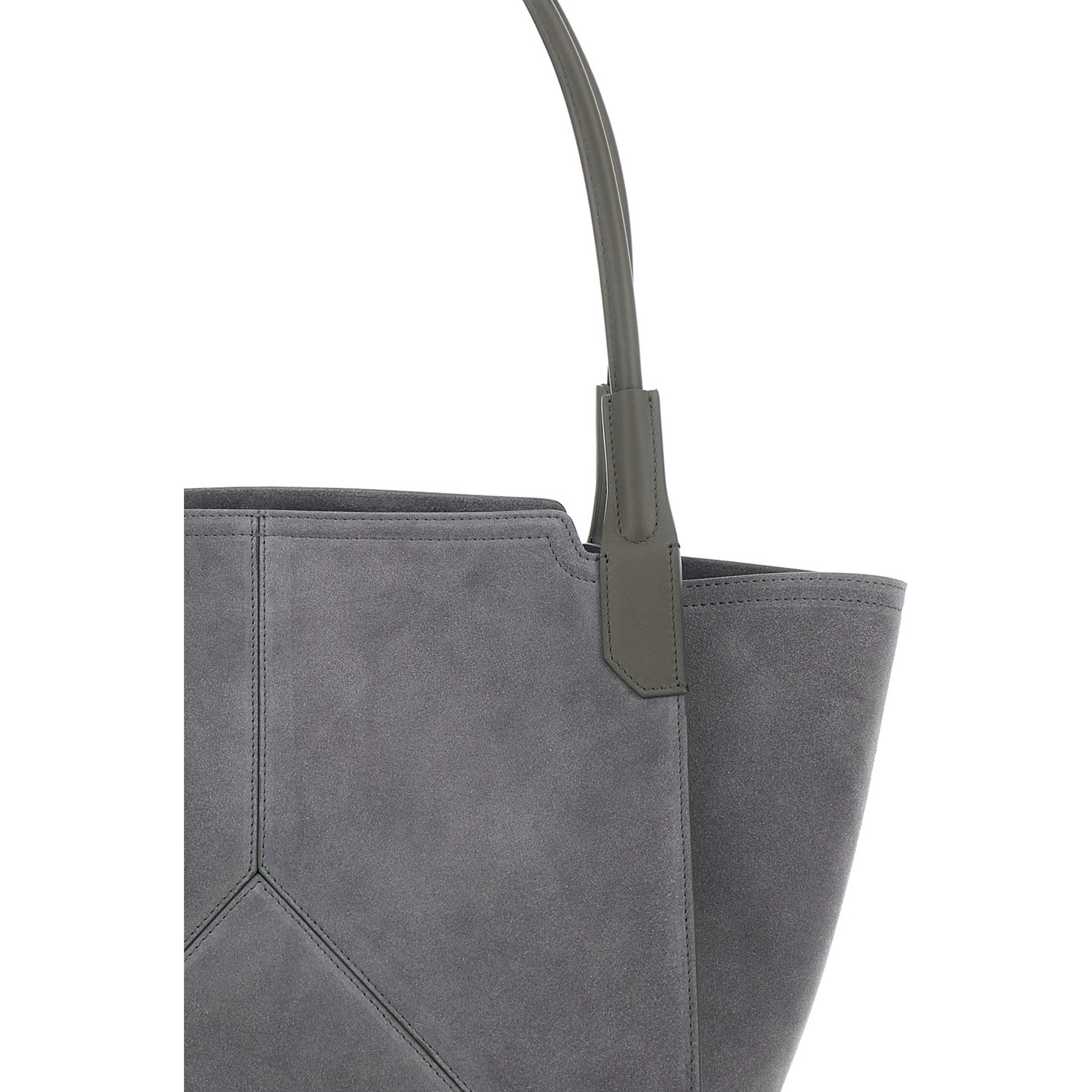 Handbag Victoria Piccola with Logo Lettering Embossed on the Front in Grey Suede for Women