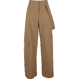 Beige PANTS with logo patch on the back in Cotton for women