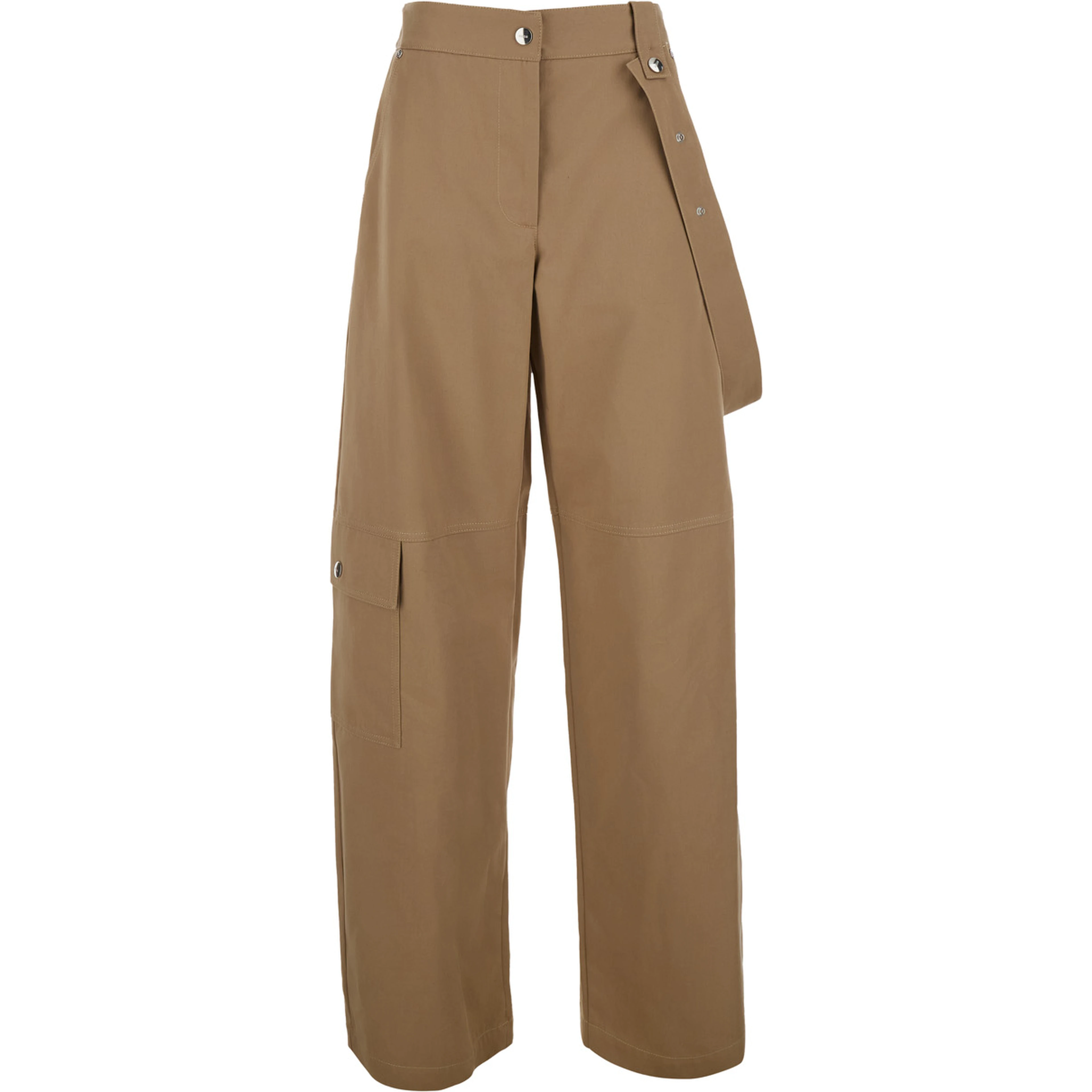 Beige PANTS with logo patch on the back in Cotton for women