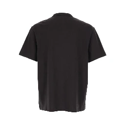 Brown Crew Neck T-shirt with Front Logo in Cotton Man