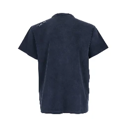 Blue T-shirt with front print in cotton man