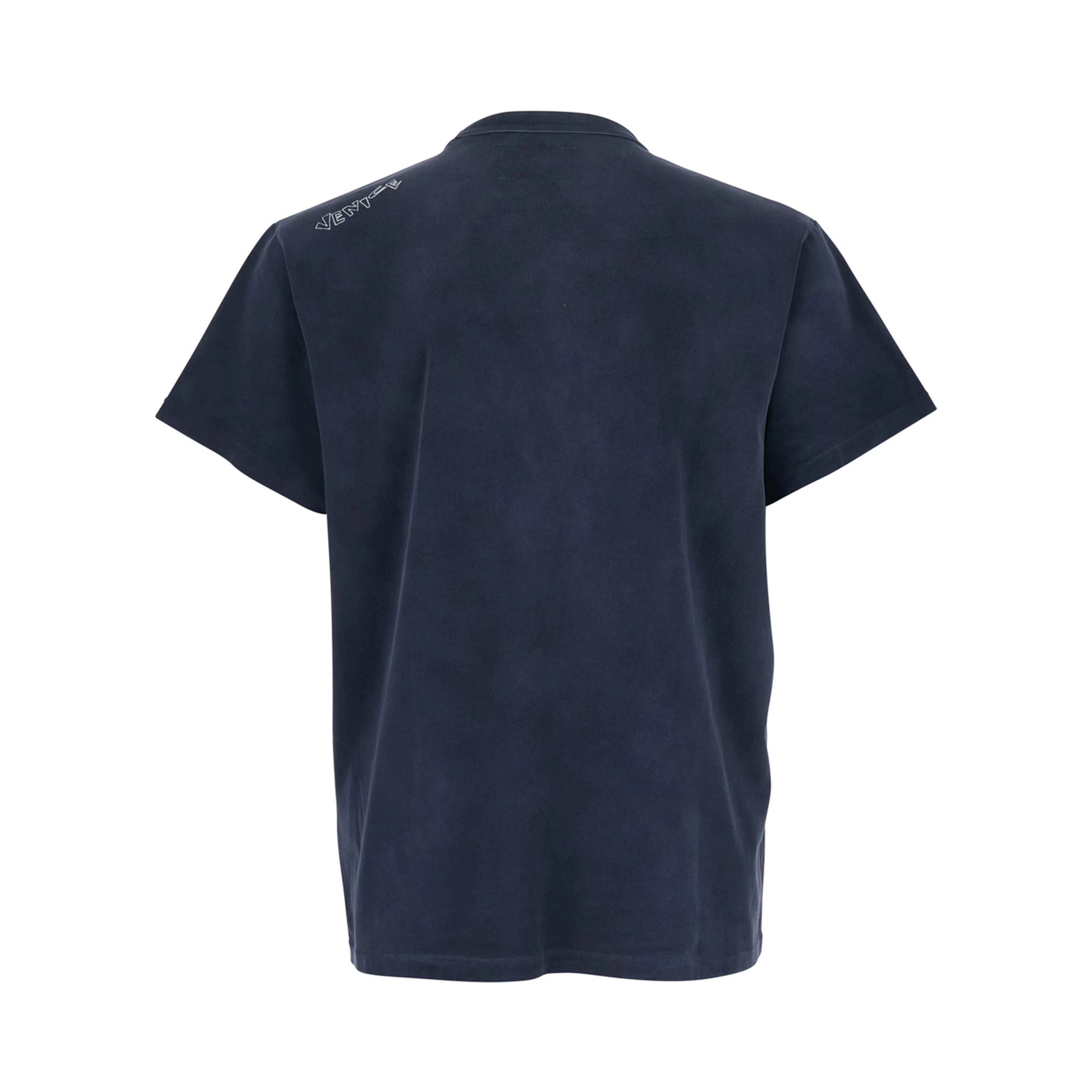 Blue T-shirt with front print in cotton man