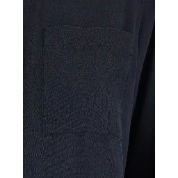 Blue Silk Lon-Sleeved Shirt with Applied Pocket in Silk for Women