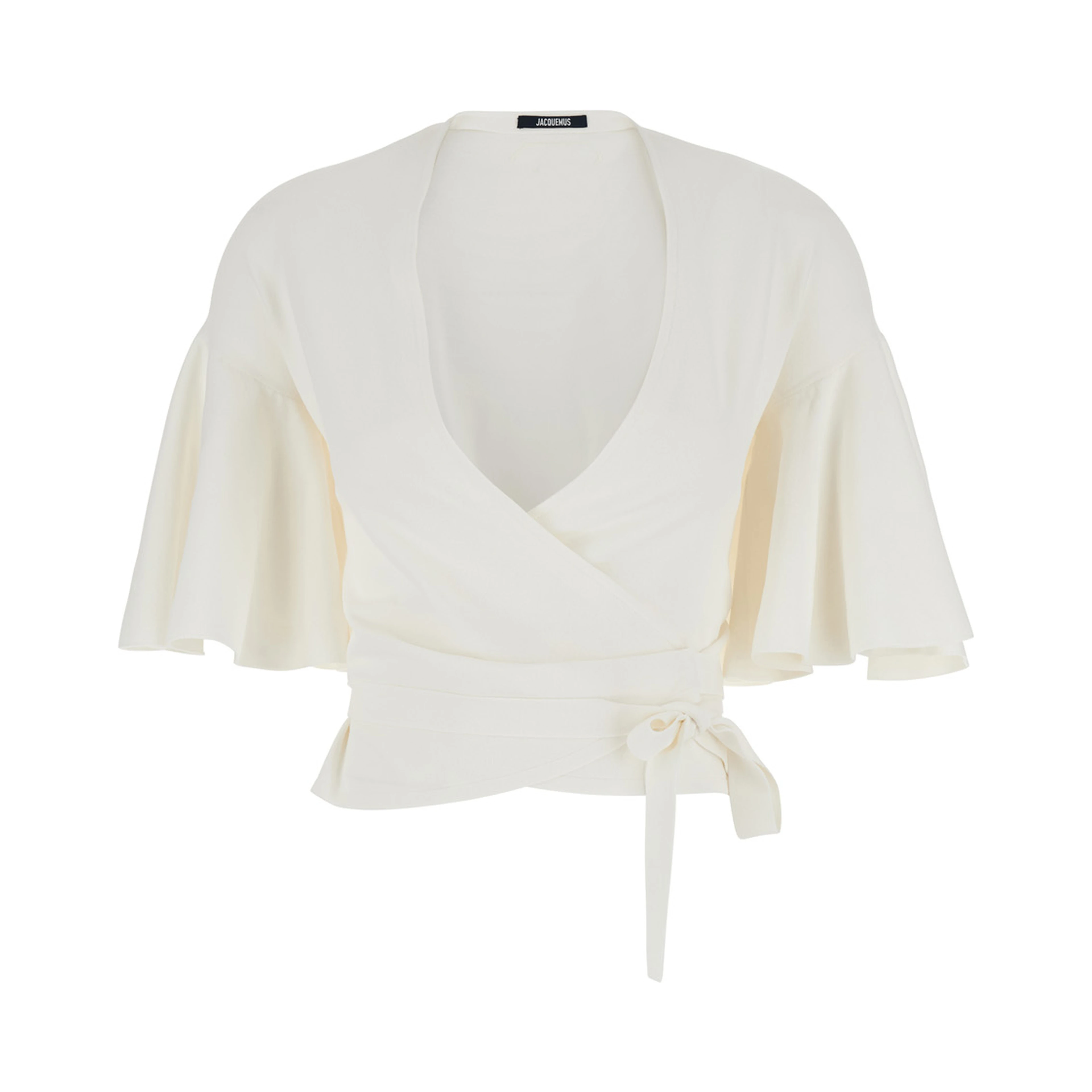 White Top with Crossed Neck In Tech Fabric for Women
