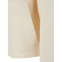 Formato White Sweatshirt with High Neck and Front Zip Closure in Viscose Blend for Women