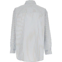 Light Blue Shirt with Classic Collar and Striped Cotton for Men
