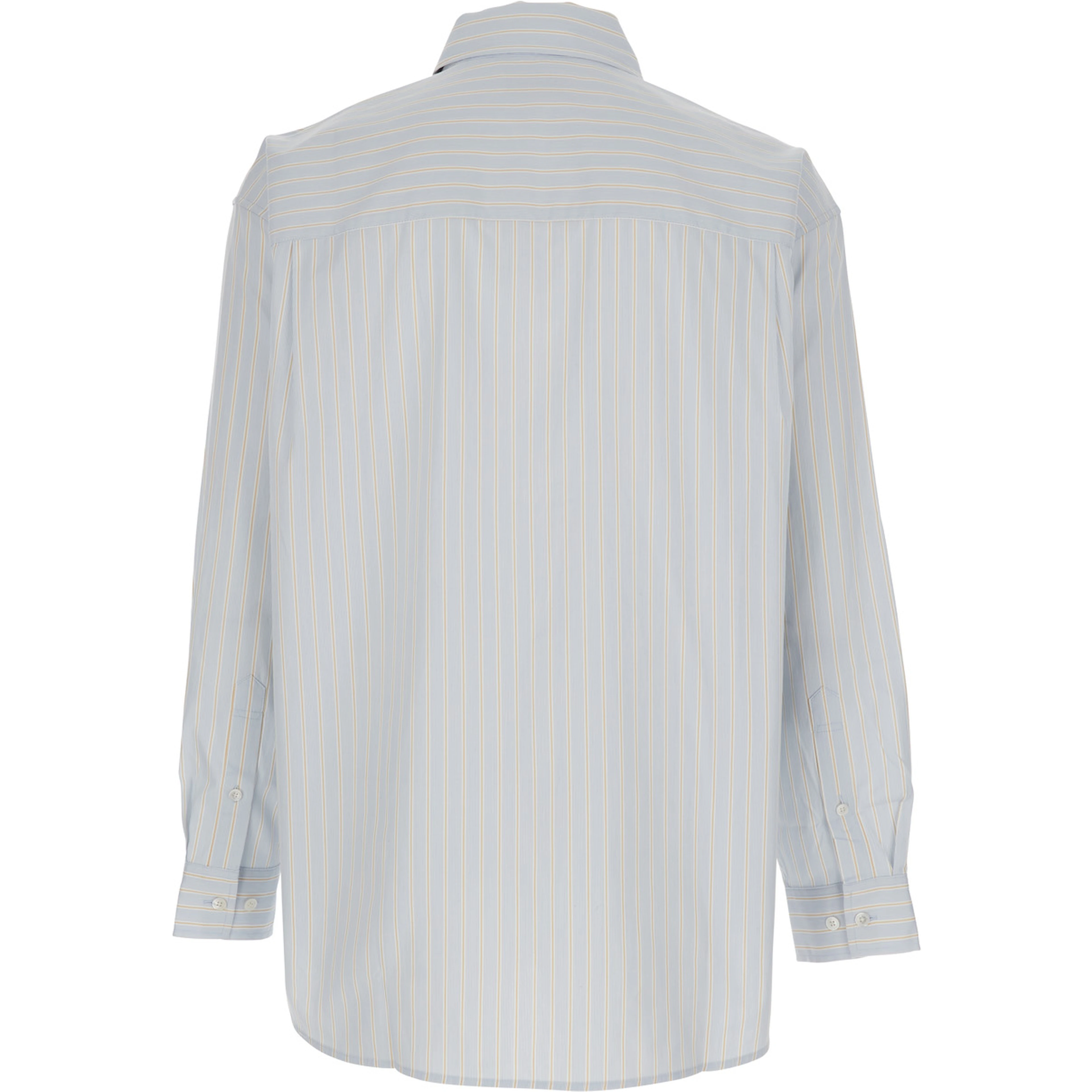 Light Blue Shirt with Classic Collar and Striped Cotton for Men