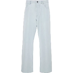 Light Blue Jeans with Logo Patch on the Back and Belt Loops in Denim for Men