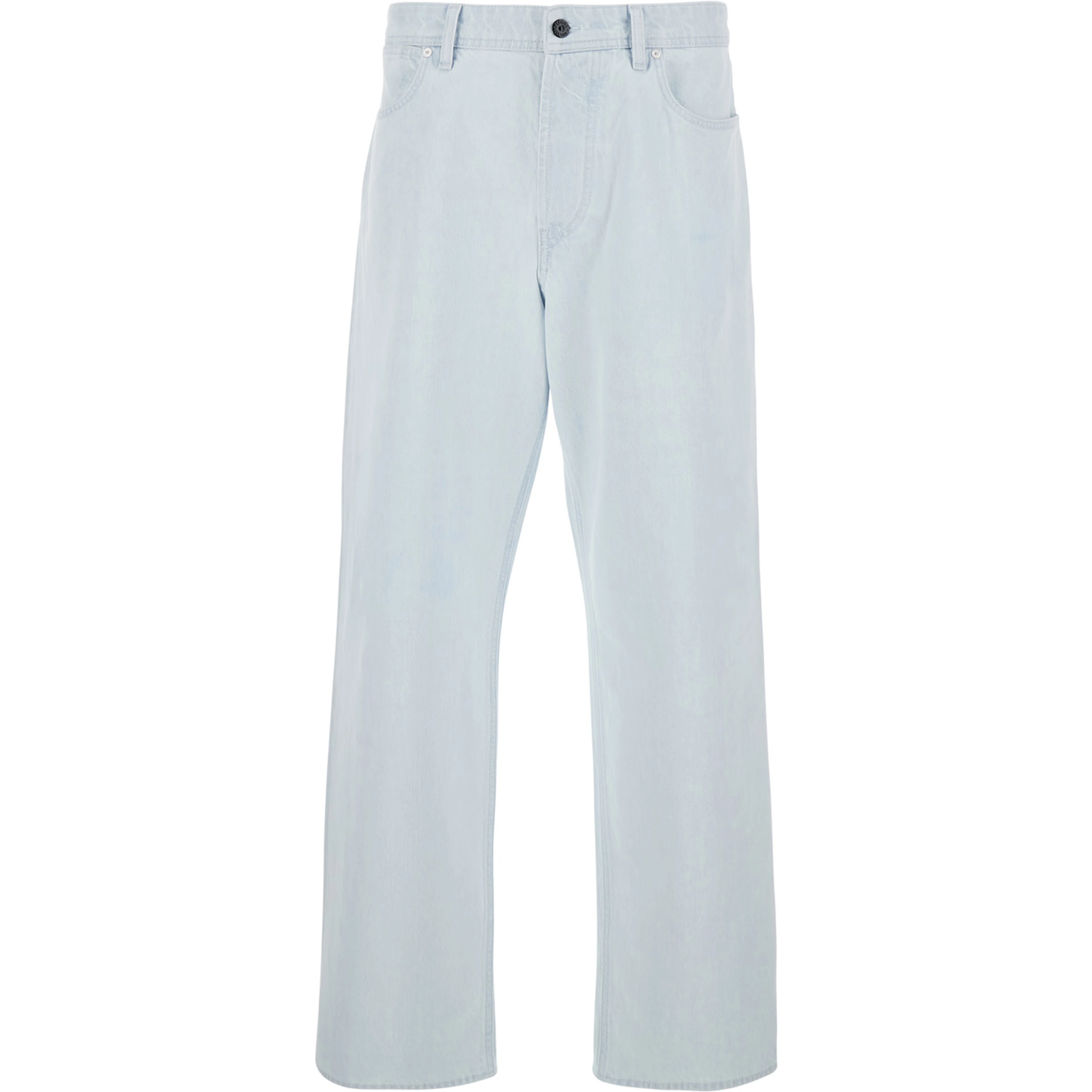Light Blue Jeans with Logo Patch on the Back and Belt Loops in Denim for Men