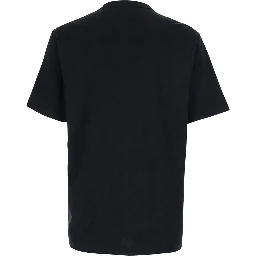 Black T-Shirt with Logo Lettering Embroidery on the Front in Cotton for Men