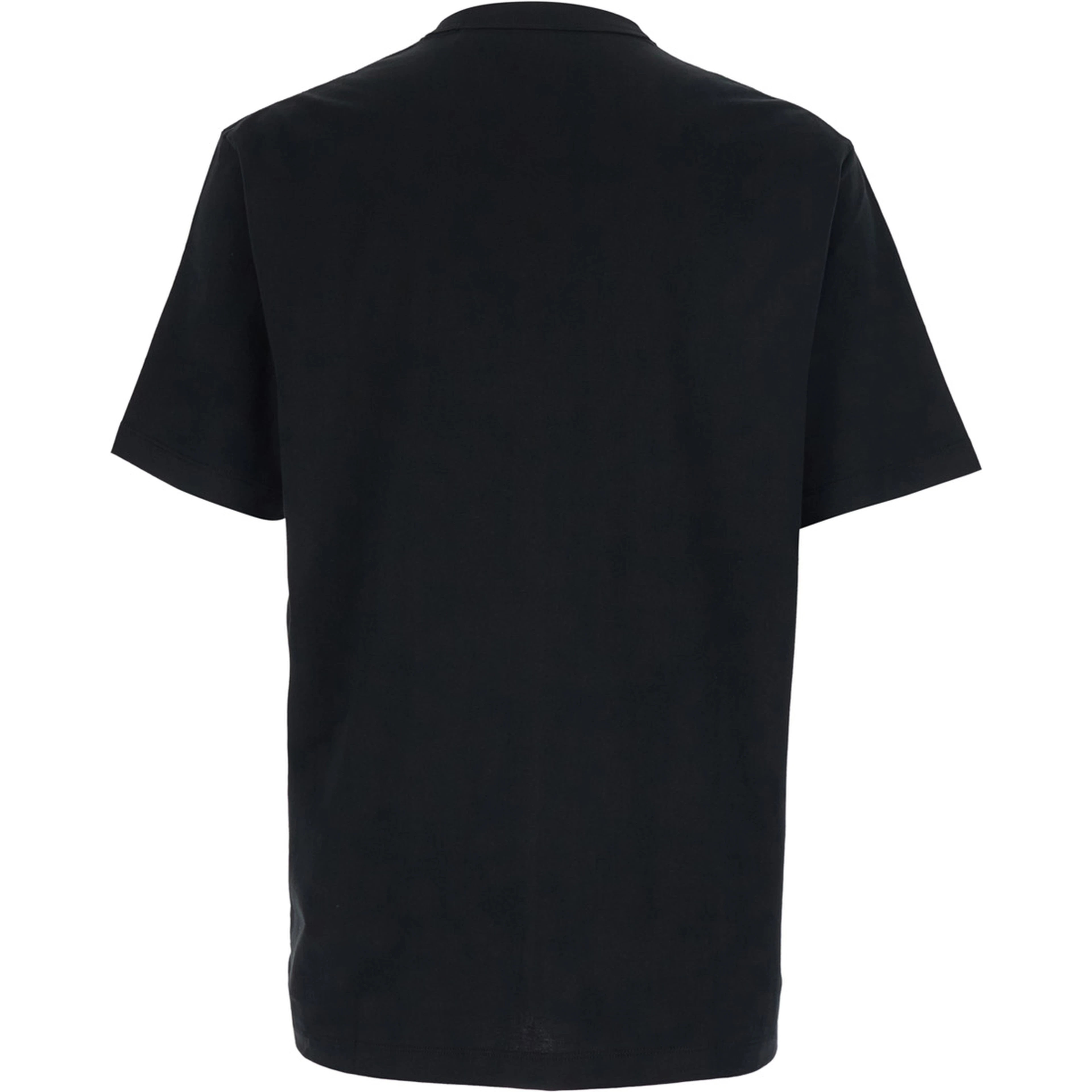 Black T-Shirt with Logo Lettering Embroidery on the Front in Cotton for Men