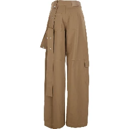 Beige PANTS with logo patch on the back in Cotton for women