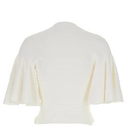 White Top with Crossed Neck In Tech Fabric for Women