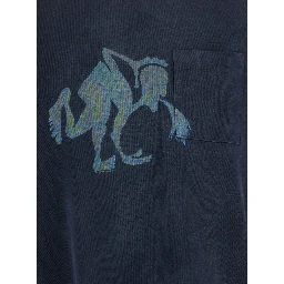 Blue T-shirt with front print in cotton man