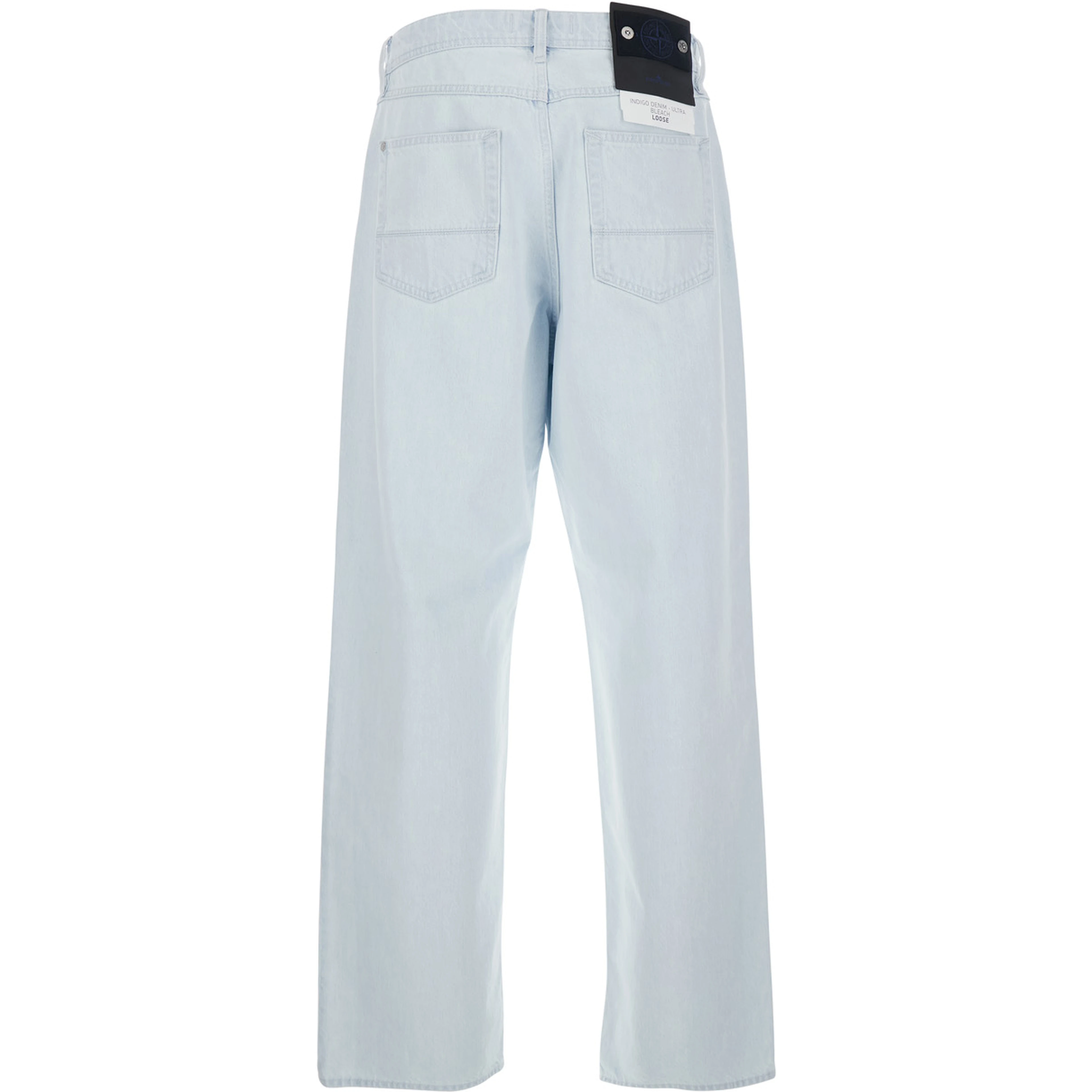 Light Blue Jeans with Logo Patch on the Back and Belt Loops in Denim for Men