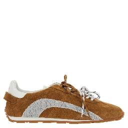 DC-642 Brown Low Top Sneakers with Logo Patch on the Tongue and Back in Brown Suede for Men