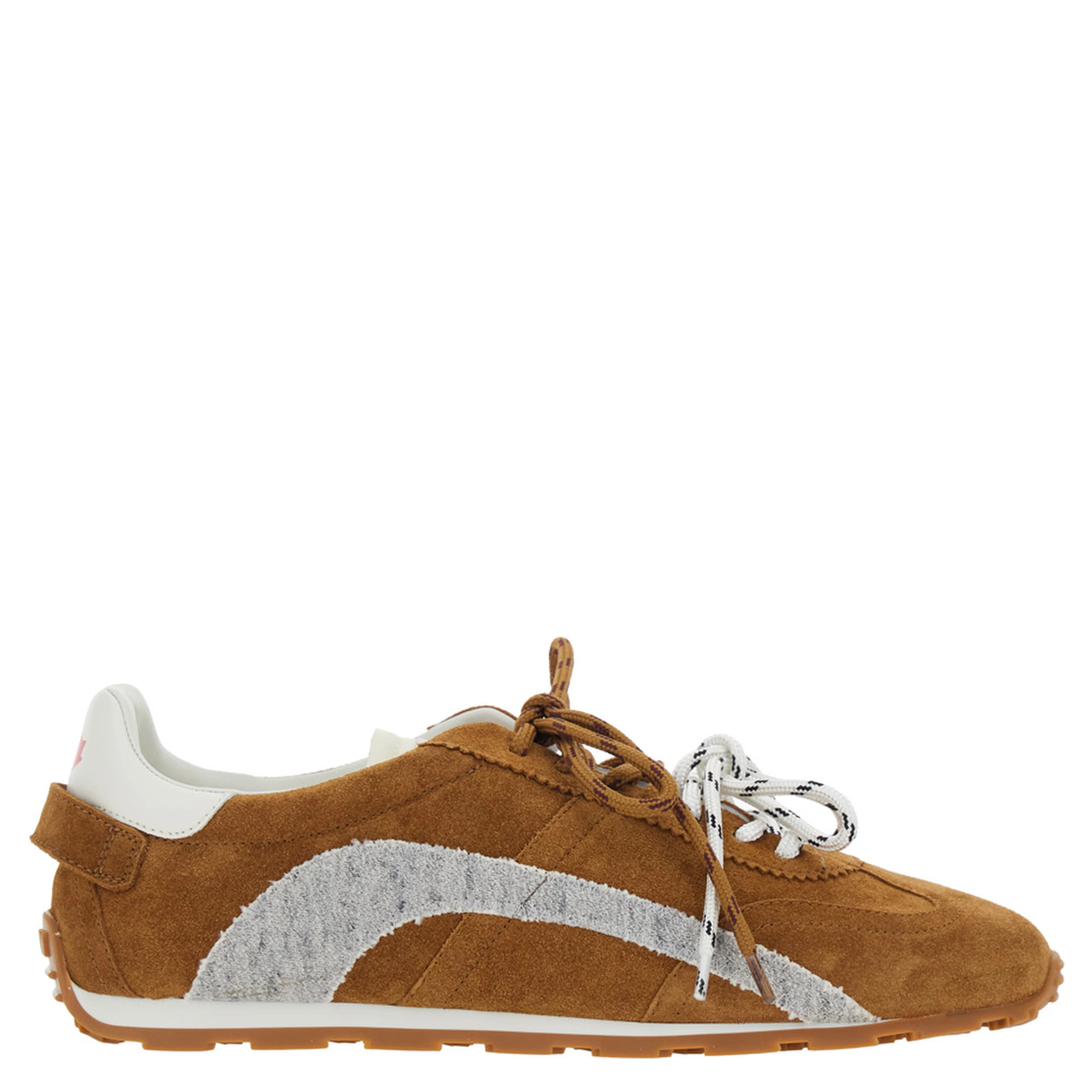 DC-642 Brown Low Top Sneakers with Logo Patch on the Tongue and Back in Brown Suede for Men