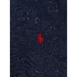 Blue Shirt with Classic Collar and Logo on the Front in Linen Boy